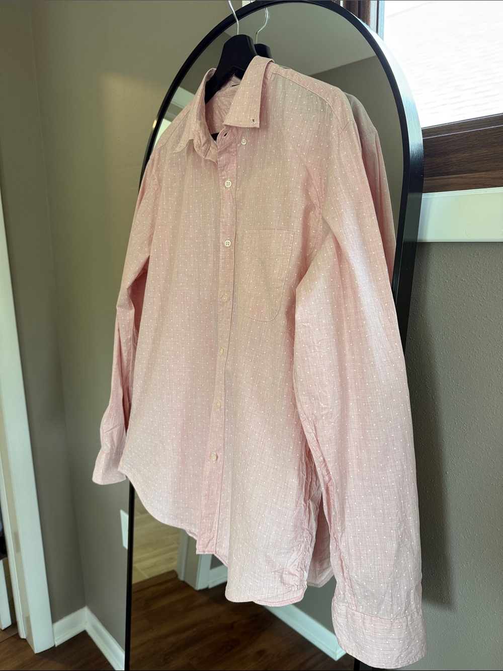 J. Crew Button-Down Organic Cotton Shirt with White Dot Print